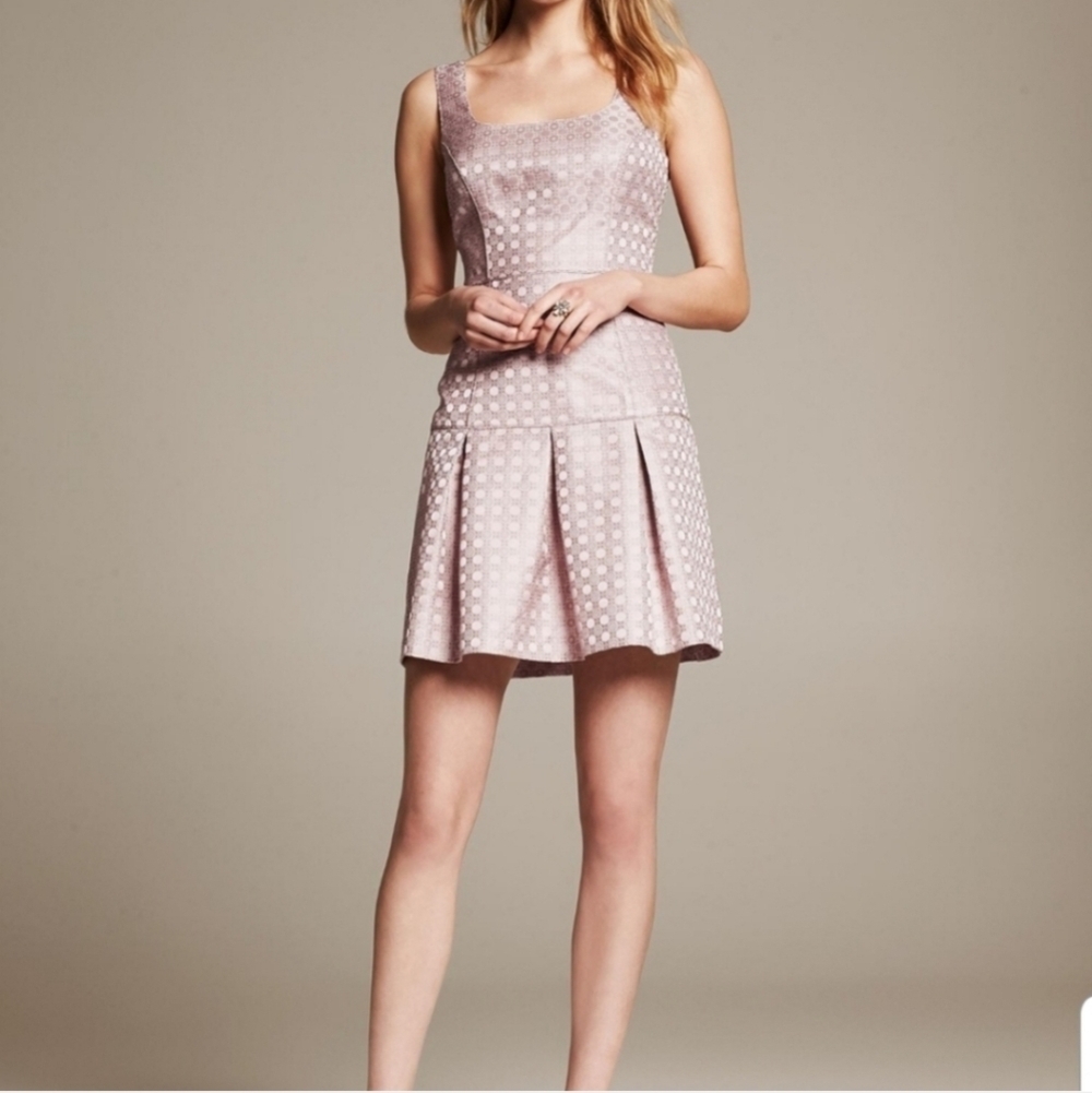 Banana Republic-NWT-Monogram Jacquard Fit/Flare Square Neck Dress-Size 8